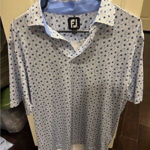 FootJoy White and Blue Geometric Polo